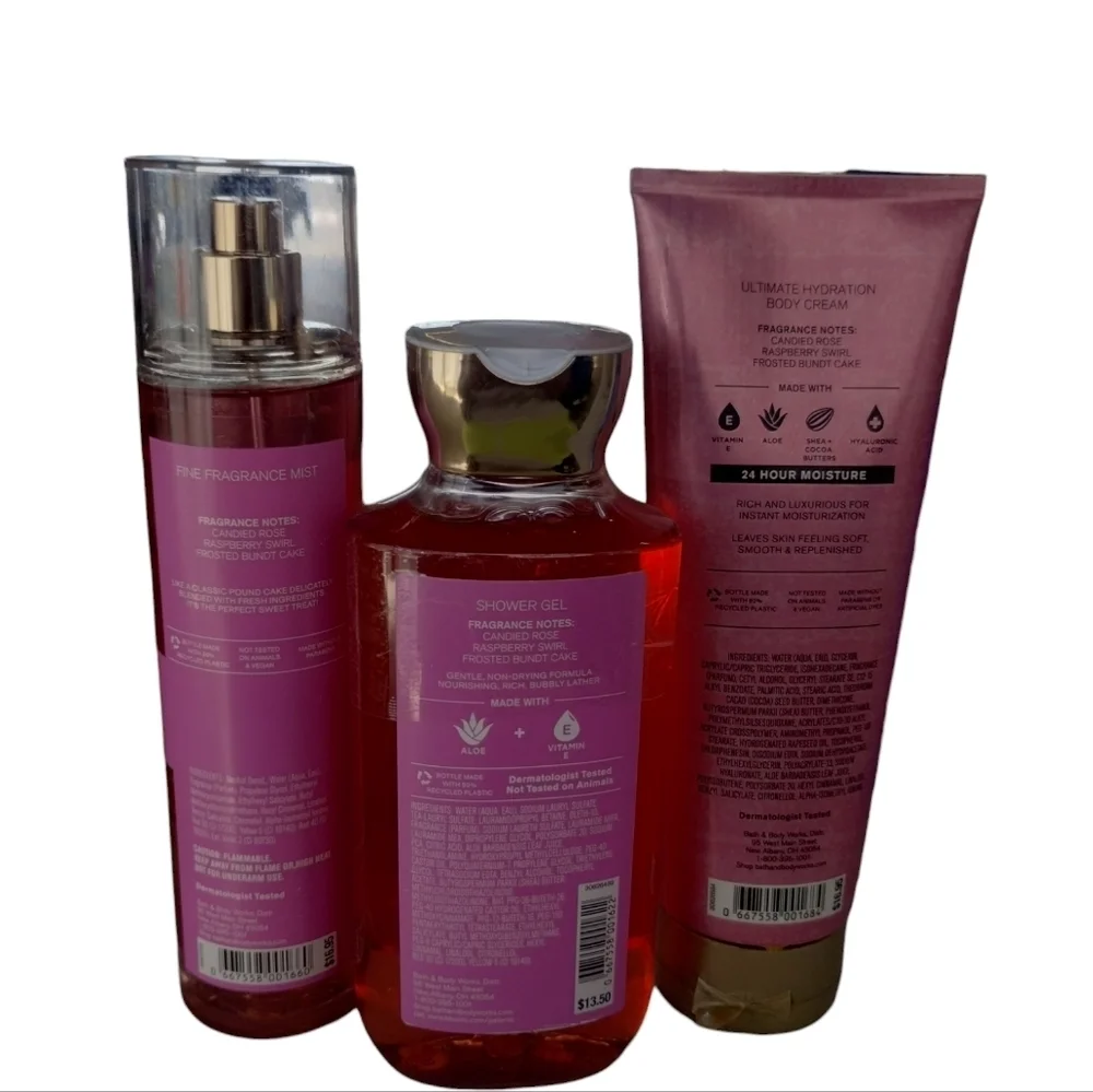 RARE Bath and Body Works Discontinued‎ 3-pcs SWEET PETAL POUND CAKE